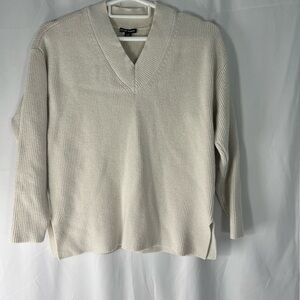 Hilary Radley Cream V-Neck Sweater